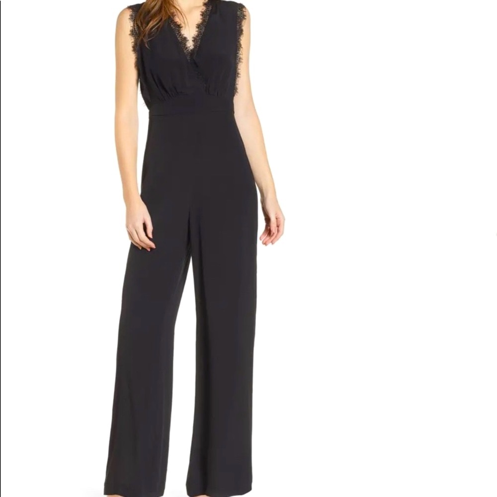 Nordstrom Chelsea28 Black Eyelash Lace Jumpsuit
